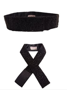 Vintage Talbots Beaded Wide Wrap Belt